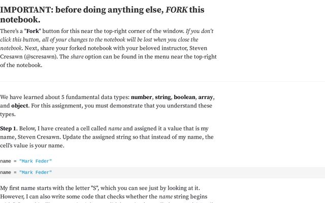 Assignment 1: Data Types / Mark Feder | Observable